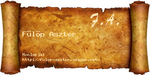Fülöp Aszter névjegykártya